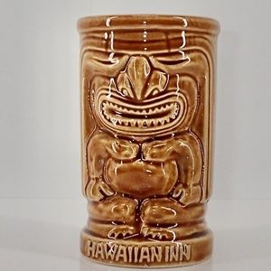 Tiki Mug Hawaiian Inn Carmel Brown Glazed Ceramic Cup Made in Japan Like New